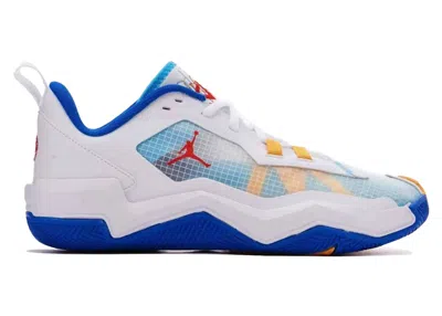 Pre-owned Jordan Men's  One Take 4 Sneakers In White/lagoon Pulse/gold In Multi