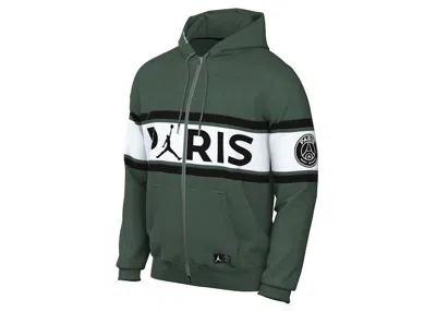 Pre-owned Jordan Men's  Paris Saintgermain Full Zip Hoodie In Noble Green