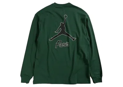 Pre-owned Jordan Men's  Paris Saintgermain Long Sleeve Tee Shirt In Noble Green
