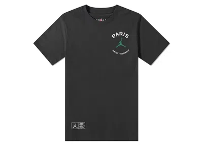 Pre-owned Jordan Men's  Paris Saintgermain Tee Shirt In Black/noble Green In Multi
