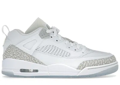 Pre-owned Jordan Men's  Spizike Low Neutral Grey Sneakers In White/metallic Silver/barely Blue