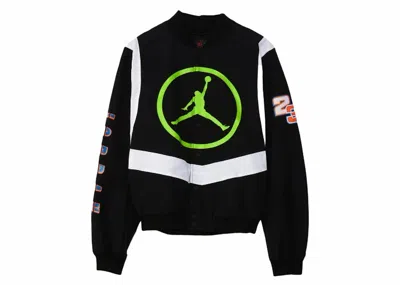 Pre-owned Jordan Men's  Sport Dna Knit Bomber Jacket In Black/lime/white In Multi