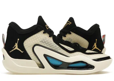 Pre-owned Jordan Men's  Tatum 1 Barbershop Sneakers In Coconut Milk/metallic Gold/black