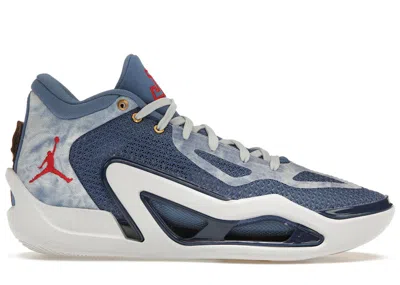 Pre-owned Jordan Men's  Tatum 1 Denim Sneakers In Stone Blue/university Red/mystic Navy In Multi