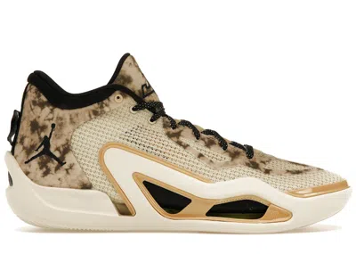 Pre-owned Jordan Men's  Tatum 1 Tunnel Walk Sneakers In Fossil/sesame/electric Green In Multi