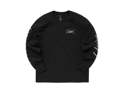 Pre-owned Jordan Men's  Union Long Sleeve T-shirt In Black/white In Multi