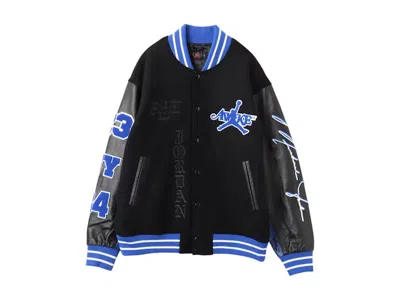 Pre-owned Jordan Men's  X Awake Ny Varsity Jacket In Black/game Royal