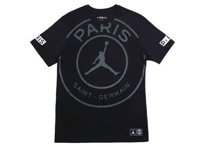 Pre-owned Jordan Men's  X Paris Saintgermain Logo Tee Shirt In Black