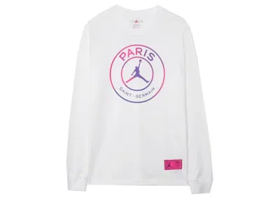 Pre-owned Jordan Men's  X Paris Saintgermain Long Sleeve Tee Shirt In White