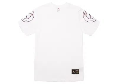 Pre-owned Jordan Men's  X Paris Saintgermain Psg Logo Tee Shirt In White