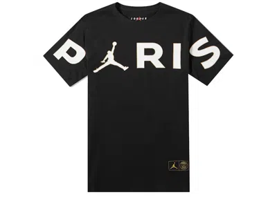 Pre-owned Jordan Men's  X Paris Saintgermain Wordmark Tee Shirt In Black