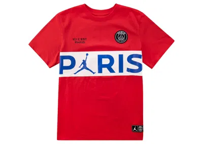 Pre-owned Jordan Men's  X Paris Saintgermain Wordmark Tee Shirt In Red