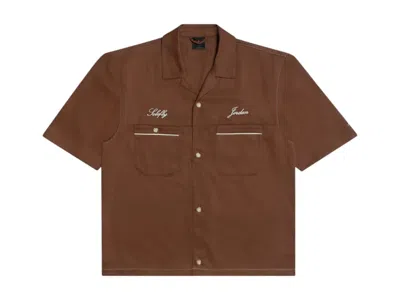 Pre-owned Jordan Men's  X Solefly Barista Shirt (asia Sizing) In Cacao Wow/fossil In Brown