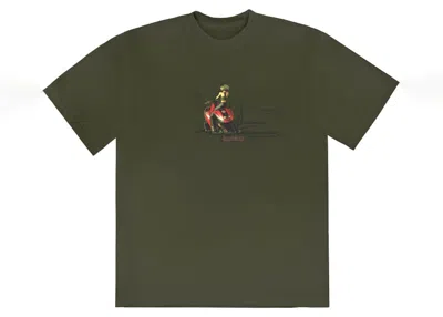 Pre-owned Jordan Men's  X Travis Scott Cactus Jack Moto Girl Tee Shirt In Green