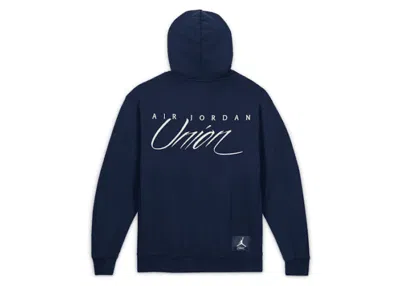 Pre-owned Jordan Men's  X Union Mj Fleece Hoodie In College Navy Blue/coconut Milk