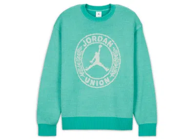 Pre-owned Jordan Men's  X Union Mj Sweater In Kinetic Green/white In Multi
