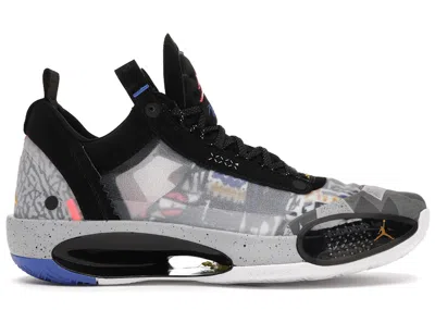 Pre-owned Jordan Men's  Xxxiv Low Print Sneakers In Black/laser Orange/white