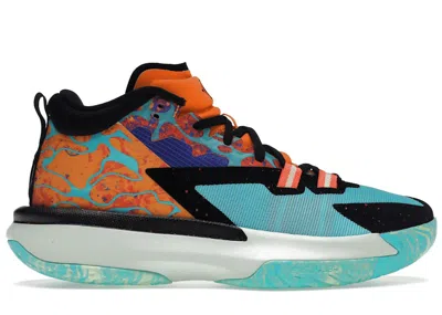 Pre-owned Jordan Men's  Zion 1 Planet Z Sneakers In Cone/black/hyper Jade In Multi