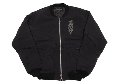 Pre-owned Jordan Men's  Zion Flight Jacket In Black/grey In Multi