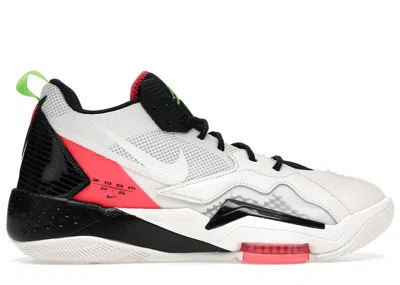 Pre-owned Jordan Men's  Zoom 92 Electric Green Sneakers In Sail/black/flash Crimson