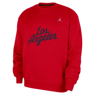 Jordan Men's La Clippers Statement Essentials  Nba Fleece Crew-neck Sweatshirt In Animal Print