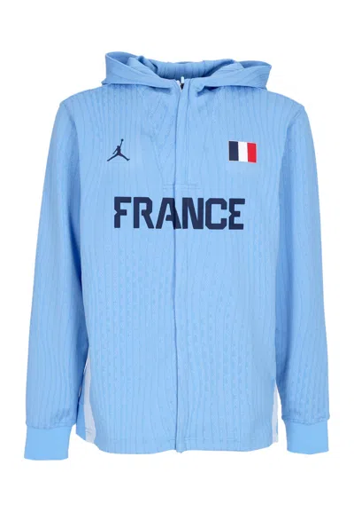 Jordan Men's Lightweight Zip Hoodie Dri-fit Adv Basketball Game Jacket Team France Celestine Blue/celestine In Celestine Blue/celestine Blue/obsidian