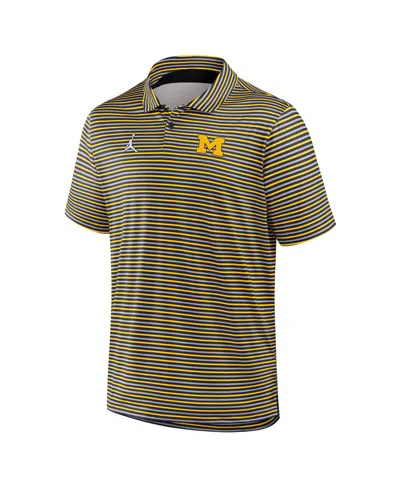 Jordan Men's Maize Michigan Wolverines 2025 Coaches Premium Tour Stripe Dri-fit Polo Shirt In Green