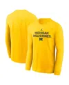 Jordan Men's Maize Michigan Wolverines 2025 Sideline Performance Long Sleeve T-shirt In Yellow