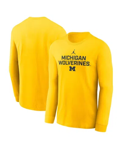 Jordan Men's Maize Michigan Wolverines 2025 Sideline Performance Long Sleeve T-shirt In Yellow