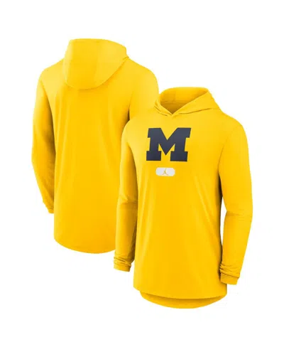 Jordan Men's Maize Michigan Wolverines Lightweight Performance Long Sleeve Hoodie T-shirt