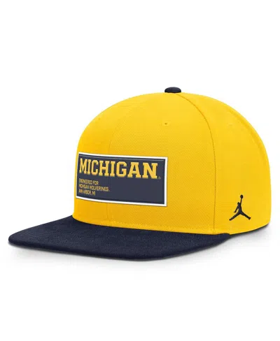 Jordan Men's Maize/navy Michigan Wolverines 2025 On-field Patch Pro Dri-fit Snapback Hat