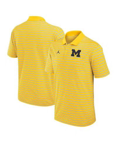 Jordan Men's Maize/white Michigan Wolverines Primetime Victory Striped Performance Polo In Maize,white