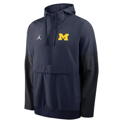 Jordan Men's Michigan Anorak  Brand College 1/2-zip Hooded Jacket In Blue
