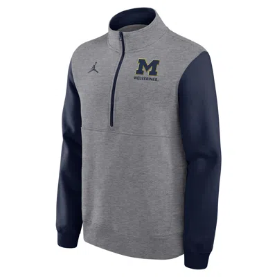 Jordan Men's Michigan Club  Brand College 1/2-zip Crew In Gray
