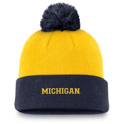 Jordan Men's Michigan Peak  Brand College Cuffed Pom Beanie