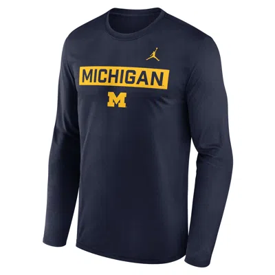 Jordan Men's Michigan Primetime Legend 2-hit  Brand Dri-fit College Long-sleeve T-shirt In Blue