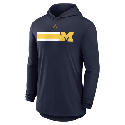 Jordan Men's Michigan Primetime Pattern  Brand Dri-fit College Long-sleeve Hooded T-shirt In Blue