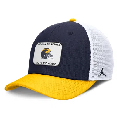 JORDAN MEN'S MICHIGAN RISE  BRAND COLLEGE TRUCKER ADJUSTABLE HAT,1015854464