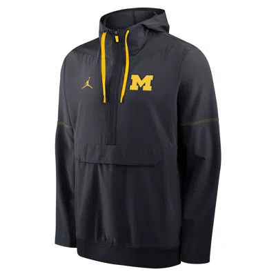 Jordan Men's Michigan Sideline Anorak  Brand College 1/2-zip Hooded Jacket In Blue