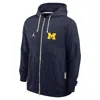 Jordan Men's Michigan Sideline  Brand Dri-fit College Full-zip Hoodie In Blue