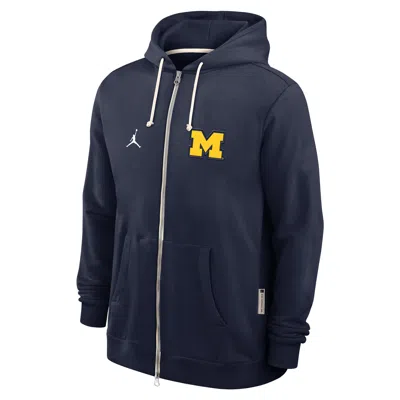 Jordan Men's Michigan Sideline  Brand Dri-fit College Full-zip Hoodie In Blue