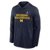 Jordan Men's Michigan Sideline  Brand Dri-fit College Long-sleeve Hooded Top In Blue