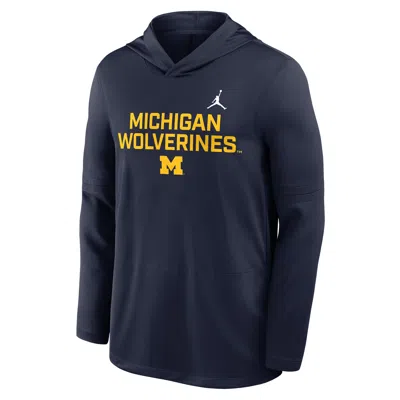 Jordan Men's Michigan Sideline  Brand Dri-fit College Long-sleeve Hooded Top In Blue