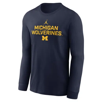 Jordan Men's Michigan Sideline  Brand Dri-fit College Long-sleeve T-shirt