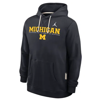 Jordan Men's Michigan Sideline  Brand Dri-fit College Pullover Hoodie In Blue