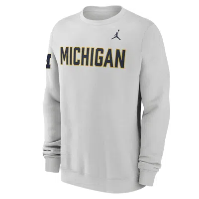 Jordan Men's Michigan Sideline Club  Brand College Pullover Crew In Gray