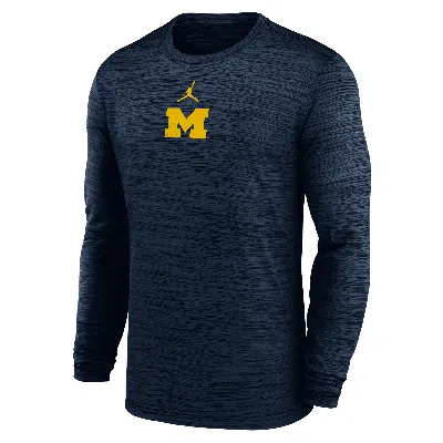 Jordan Men's Michigan Sideline Velocity  Brand Dri-fit College Long-sleeve T-shirt In Blue