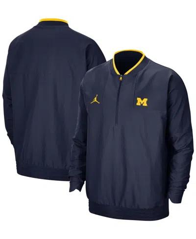 Jordan Men's Michigan Wolverines 2021 Coach Half-zip Jacket In Clgnvy,amr