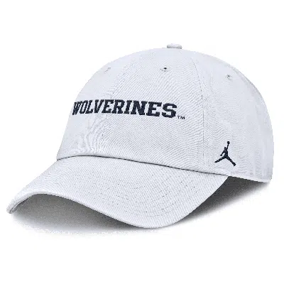 Jordan Men's Michigan Wolverines Core Club Mascot Wordmark  Brand College Adjustable Hat In White