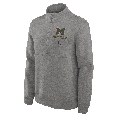 Jordan Men's Michigan Wolverines Primetime Club  College 1/2-zip Crew In Heather Gray